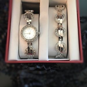 Silver watch and bracelet